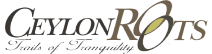 Ceylon Roots logo featuring the company name in bold font with a stylized leaf motif.